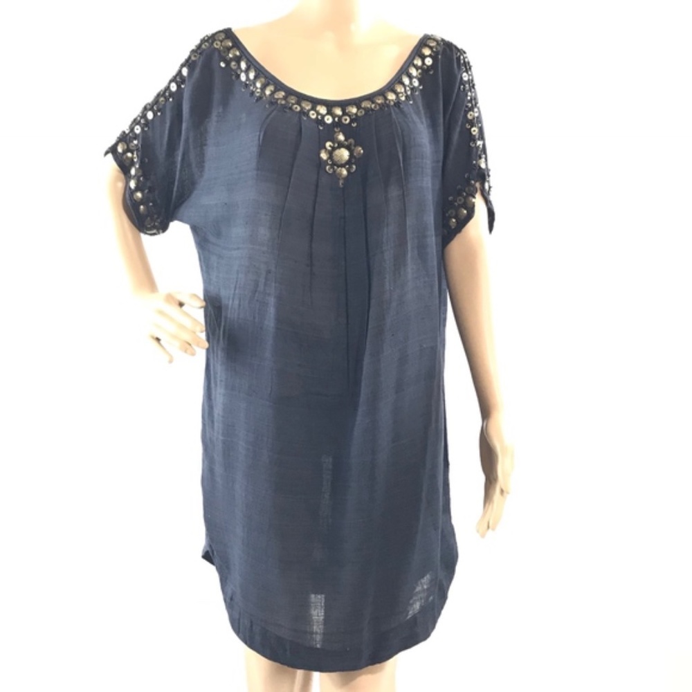 Joie 100% Silk Sheer Shift Dress with beading